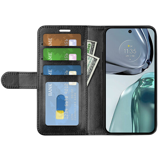 Motorola Moto G32 Hoesje - MobyDefend Wallet Book Case (Sluiting Achterkant) - Zwart