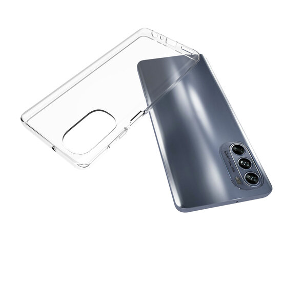 Motorola Moto G62 Hoesje, MobyDefend Transparante TPU Gelcase, Volledig Doorzichtig