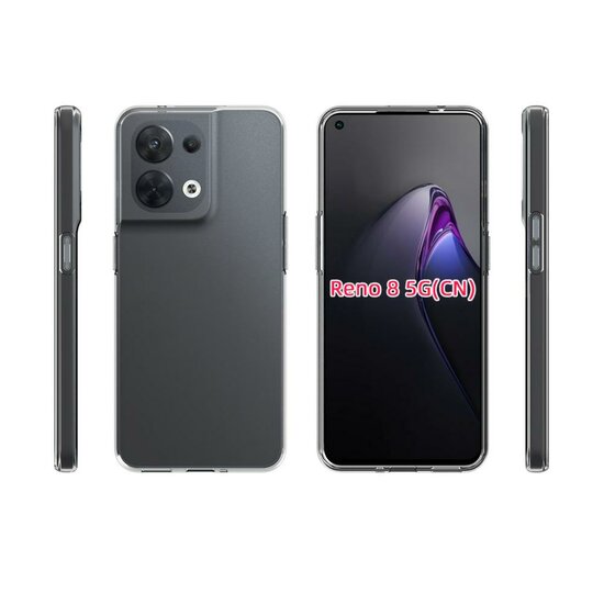 Oppo Reno 8 Hoesje, MobyDefend Transparante TPU Gelcase, Volledig Doorzichtig