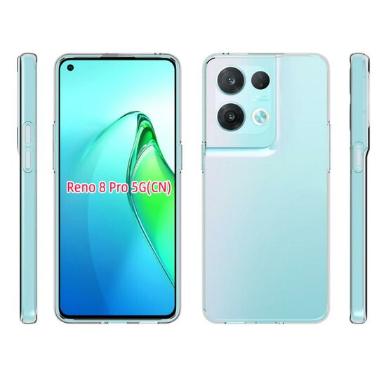 Oppo Reno 8 Pro Hoesje, MobyDefend Transparante TPU Gelcase, Volledig Doorzichtig