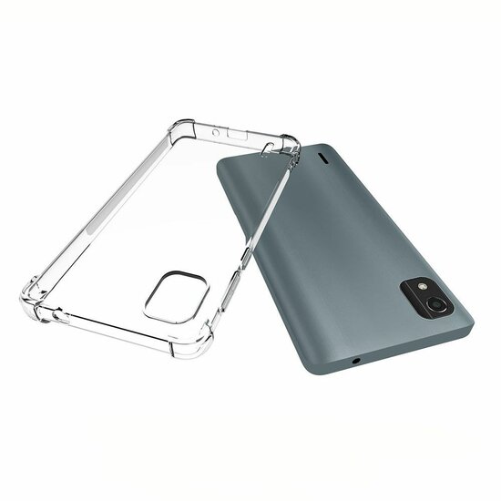 Nokia C2-2E Hoesje, MobyDefend Transparante Shockproof TPU Gelcase, Verstevigde Hoeken, Volledig Doorzichtig