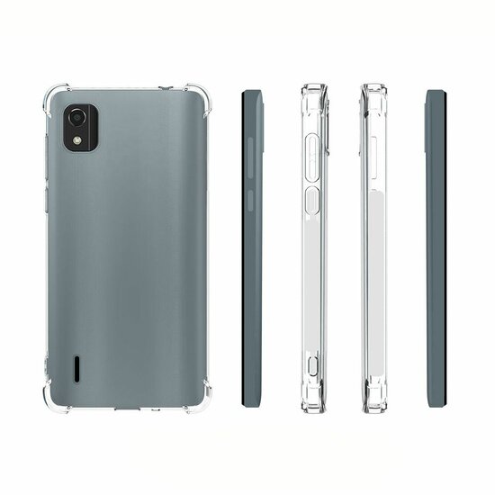 Nokia C2-2E Hoesje, MobyDefend Transparante Shockproof TPU Gelcase, Verstevigde Hoeken, Volledig Doorzichtig