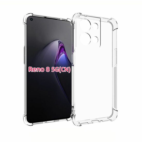 Oppo Reno 8 Hoesje - MobyDefend Transparante Shockproof TPU Backcover - Verstevigde Hoeken - Volledig Doorzichtig