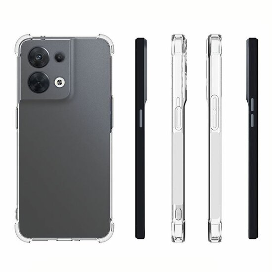 Oppo Reno 8 Hoesje - MobyDefend Transparante Shockproof TPU Backcover - Verstevigde Hoeken - Volledig Doorzichtig