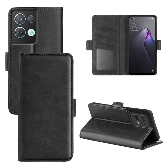 Oppo Reno 8 Hoesje - MobyDefend Luxe Wallet Book Case (Sluiting Zijkant) - Zwart
