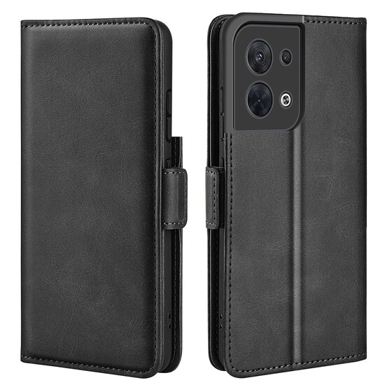 Oppo Reno 8 Hoesje - MobyDefend Luxe Wallet Book Case (Sluiting Zijkant) - Zwart