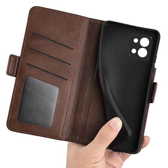 Oppo Reno 8 Hoesje - MobyDefend Luxe Wallet Book Case (Sluiting Zijkant) - Bruin