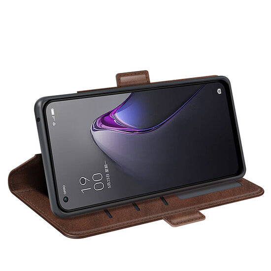 Oppo Reno 8 Hoesje, MobyDefend Luxe Wallet Book Case (Sluiting Zijkant), Bruin