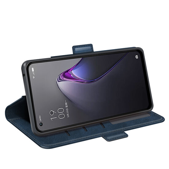 Oppo Reno 8 Hoesje - MobyDefend Luxe Wallet Book Case (Sluiting Zijkant) - Blauw