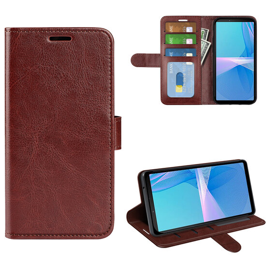 Sony Xperia 5 IV Hoesje, MobyDefend Wallet Book Case (Sluiting Achterkant), Bruin