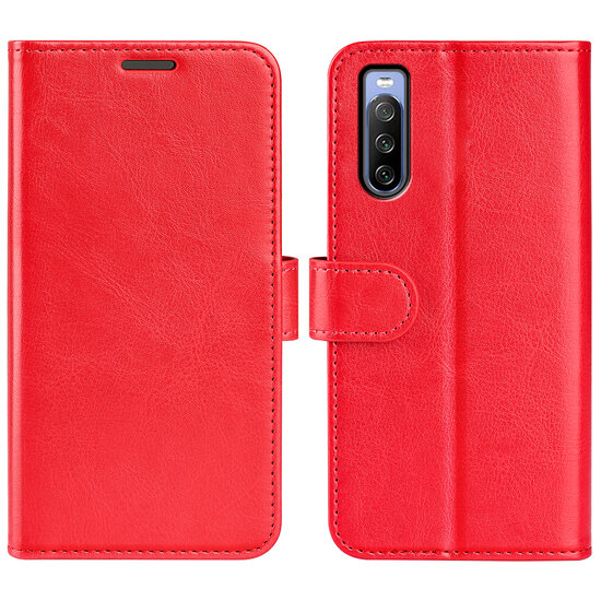 Sony Xperia 5 IV Hoesje, MobyDefend Wallet Book Case (Sluiting Achterkant), Rood