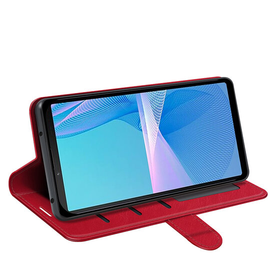 Sony Xperia 5 IV Hoesje - MobyDefend Wallet Book Case (Sluiting Achterkant) - Rood
