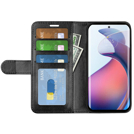 Motorola Edge 30 Fusion Hoesje - MobyDefend Wallet Book Case (Sluiting Achterkant) - Zwart