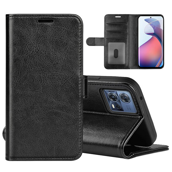 Motorola Edge 30 Fusion Hoesje, MobyDefend Wallet Book Case (Sluiting Achterkant), Zwart