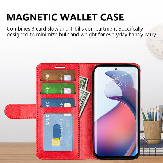 Motorola Edge 30 Fusion Hoesje - MobyDefend Wallet Book Case (Sluiting Achterkant) - Bruin