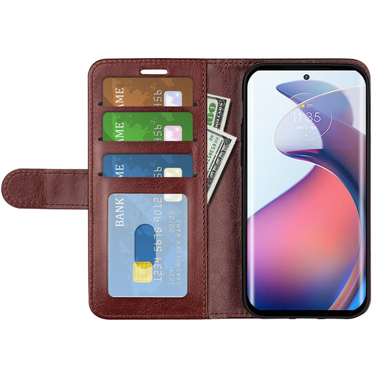 Motorola Edge 30 Fusion Hoesje - MobyDefend Wallet Book Case (Sluiting Achterkant) - Bruin