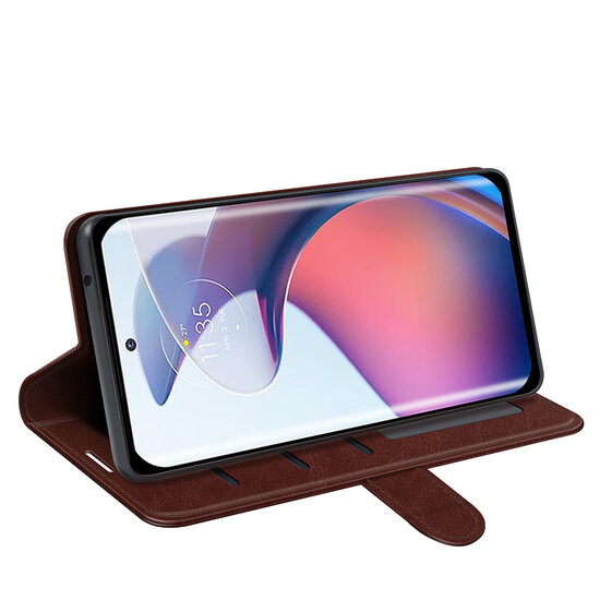 Motorola Edge 30 Fusion Hoesje - MobyDefend Wallet Book Case (Sluiting Achterkant) - Bruin
