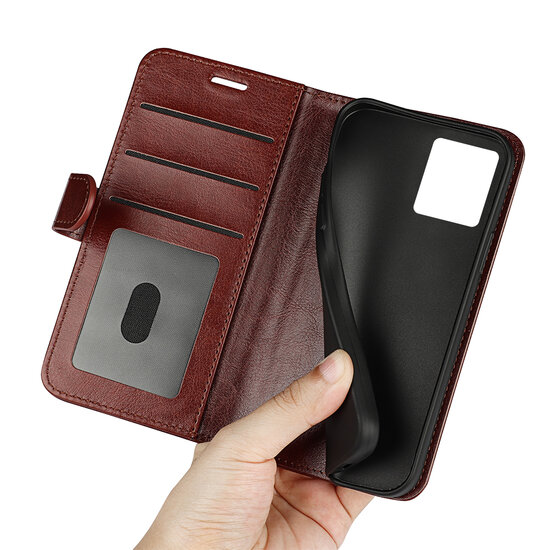 Motorola Edge 30 Fusion Hoesje - MobyDefend Wallet Book Case (Sluiting Achterkant) - Bruin