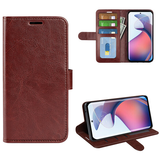 Motorola Edge 30 Fusion Hoesje, MobyDefend Wallet Book Case (Sluiting Achterkant), Bruin