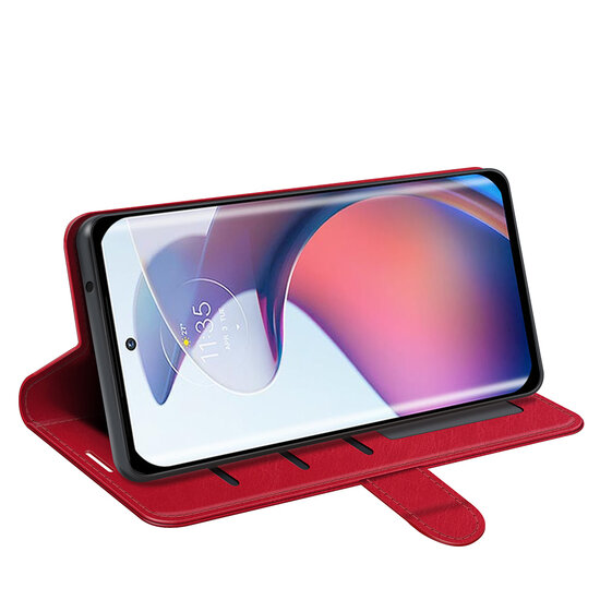 Motorola Edge 30 Fusion Hoesje - MobyDefend Wallet Book Case (Sluiting Achterkant) - Rood