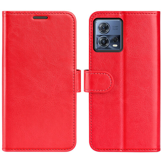 Motorola Edge 30 Fusion Hoesje, MobyDefend Wallet Book Case (Sluiting Achterkant), Rood