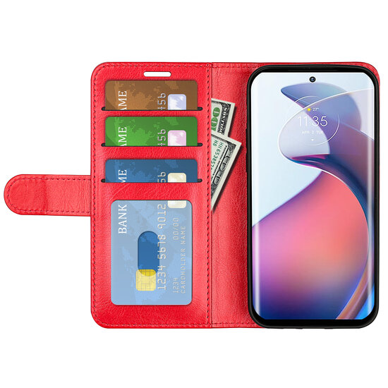 Motorola Edge 30 Fusion Hoesje - MobyDefend Wallet Book Case (Sluiting Achterkant) - Rood