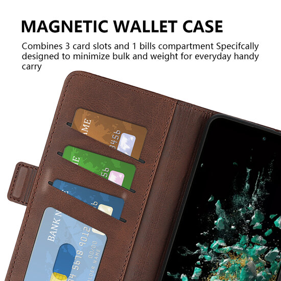 Motorola Edge 30 Fusion Hoesje - MobyDefend Luxe Wallet Book Case (Sluiting Zijkant) - Bruin