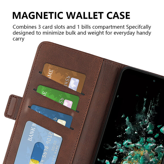 Motorola Edge 30 Fusion Hoesje, MobyDefend Luxe Wallet Book Case (Sluiting Zijkant), Lichtbruin