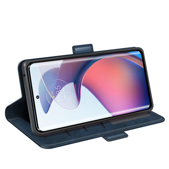Motorola Edge 30 Fusion Hoesje, MobyDefend Luxe Wallet Book Case (Sluiting Zijkant), Blauw