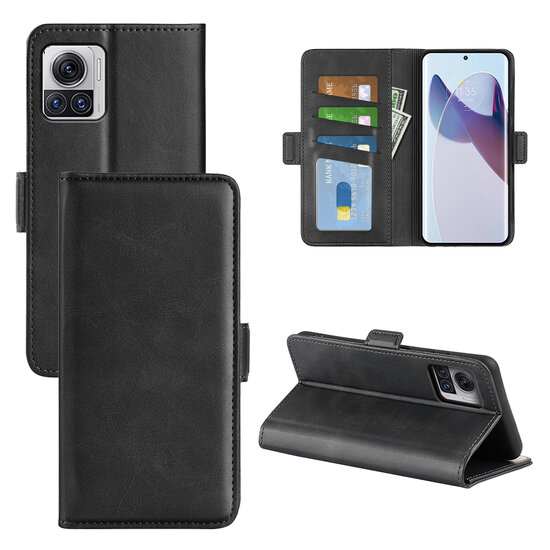Motorola Edge 30 Ultra Hoesje - MobyDefend Luxe Wallet Book Case (Sluiting Zijkant) - Zwart