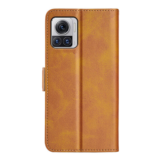 Motorola Edge 30 Ultra Hoesje - MobyDefend Luxe Wallet Book Case (Sluiting Zijkant) - Lichtbruin