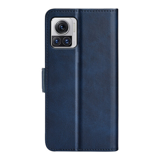 Motorola Edge 30 Ultra Hoesje, MobyDefend Luxe Wallet Book Case (Sluiting Zijkant), Blauw