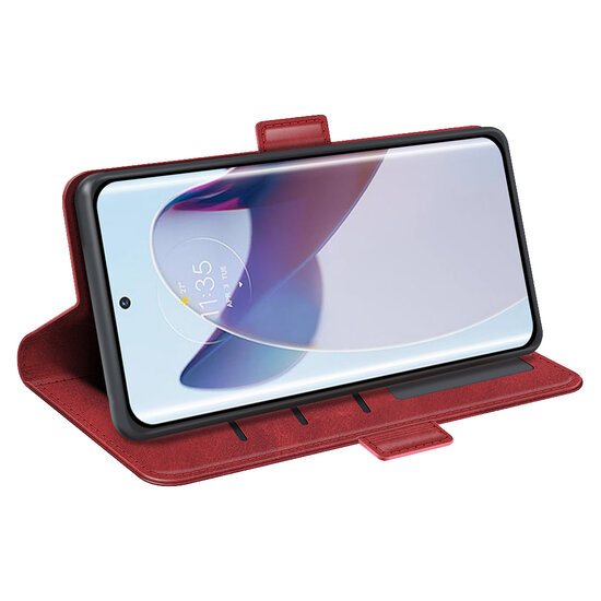 Motorola Edge 30 Ultra Hoesje - MobyDefend Luxe Wallet Book Case (Sluiting Zijkant) - Rood