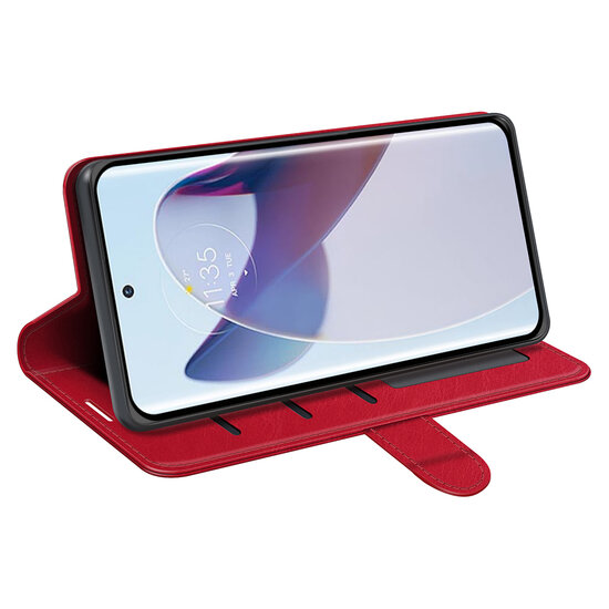 Motorola Edge 30 Ultra Hoesje - MobyDefend Wallet Book Case (Sluiting Achterkant) - Rood