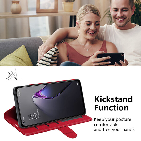 Oppo Reno 8 Hoesje - MobyDefend Wallet Book Case (Sluiting Achterkant) - Zwart
