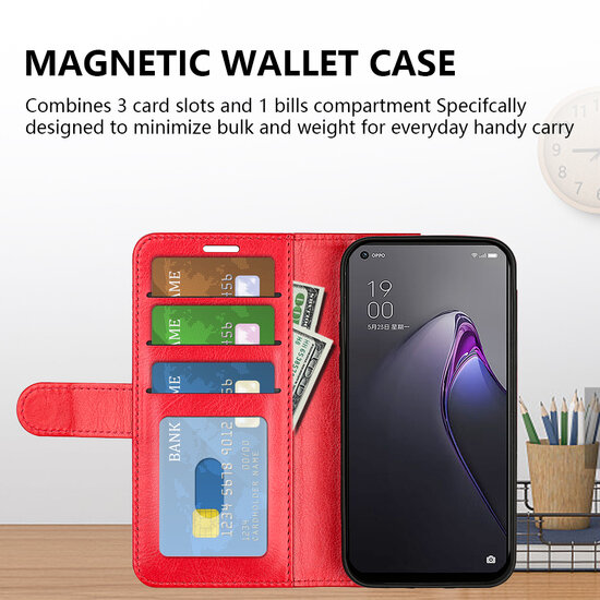 Oppo Reno 8 Hoesje - MobyDefend Wallet Book Case (Sluiting Achterkant) - Zwart
