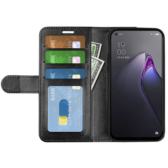 Oppo Reno 8 Hoesje, MobyDefend Wallet Book Case (Sluiting Achterkant), Zwart