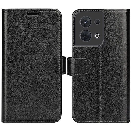 Oppo Reno 8 Hoesje - MobyDefend Wallet Book Case (Sluiting Achterkant) - Zwart