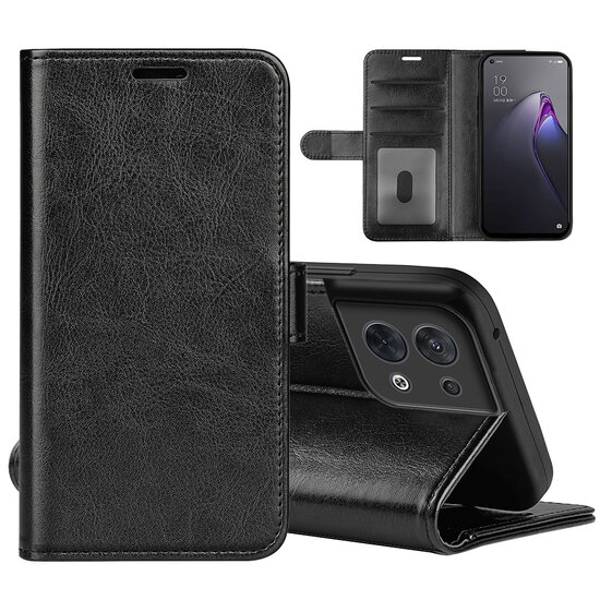 Oppo Reno 8 Hoesje - MobyDefend Wallet Book Case (Sluiting Achterkant) - Zwart