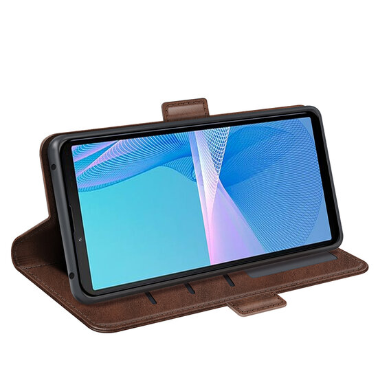 Sony Xperia 5 IV Hoesje - MobyDefend Luxe Wallet Book Case (Sluiting Zijkant) - Bruin