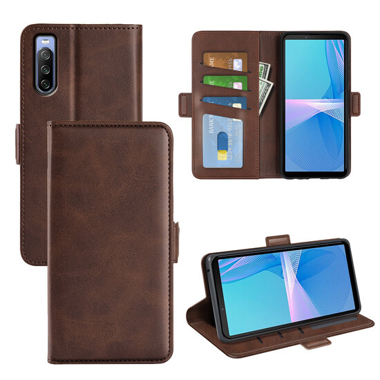 Sony Xperia 5 IV Hoesje, MobyDefend Luxe Wallet Book Case (Sluiting Zijkant), Bruin