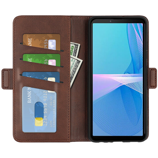 Sony Xperia 5 IV Hoesje, MobyDefend Luxe Wallet Book Case (Sluiting Zijkant), Bruin