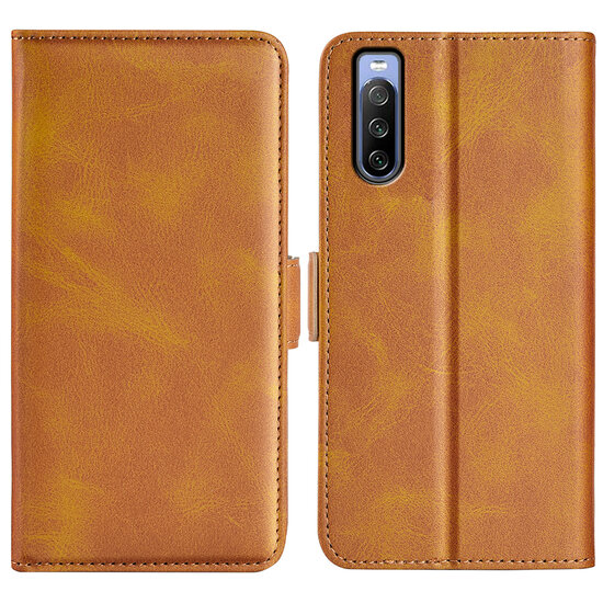 Sony Xperia 5 IV Hoesje, MobyDefend Luxe Wallet Book Case (Sluiting Zijkant), Lichtbruin