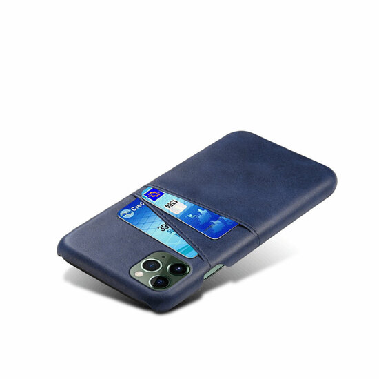 iPhone 14 Hoesje, MobyDefend Lederen Backcover Met Vakjes Voor Pasjes, Blauw