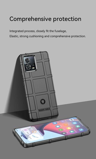 Motorola Edge 30 Fusion Hoesje, Rugged Shield TPU Gelcase, Zwart