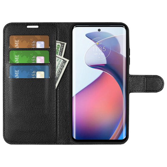 Motorola Edge 30 Fusion Hoesje, MobyDefend Kunstleren Wallet Book Case (Sluiting Voorkant), Zwart