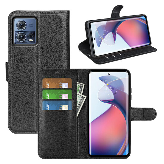 Motorola Edge 30 Fusion Hoesje, MobyDefend Kunstleren Wallet Book Case (Sluiting Voorkant), Zwart