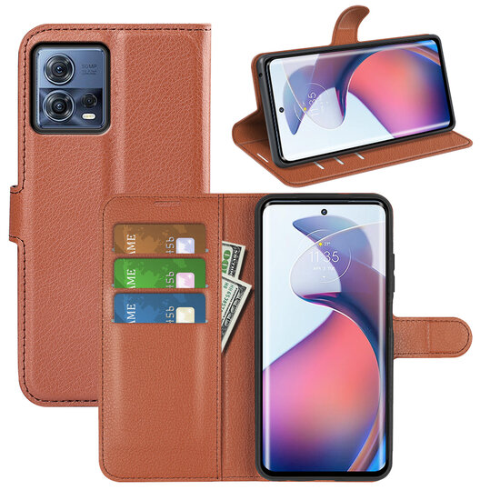 Motorola Edge 30 Fusion Hoesje, MobyDefend Kunstleren Wallet Book Case (Sluiting Voorkant), Bruin