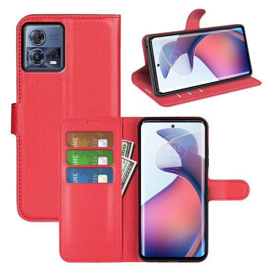 Motorola Edge 30 Fusion Hoesje, MobyDefend Kunstleren Wallet Book Case (Sluiting Voorkant), Rood