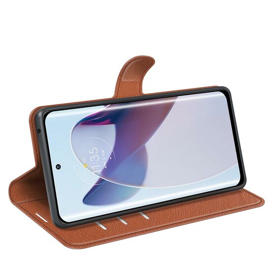 Motorola Edge 30 Ultra Hoesje - MobyDefend Kunstleren Wallet Book Case (Sluiting Voorkant) - Bruin